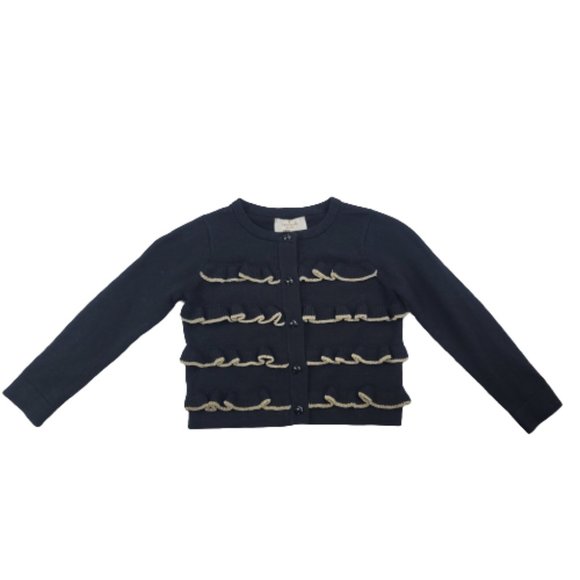 Kate Spade Black Ruffle Front Cardigan Sweater - Picture 5 of 9